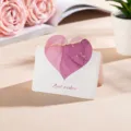 Heart-shaped greeting card with pink marble pattern and Best wishes text for gift - Gold Foil Purple
