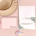 Elegante biglietto d'auguri rosa lamina d'oro con design floreale e testo For You unico - Stile Buona Fortuna / Busta + Sacchetto OPP