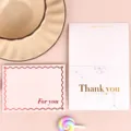 Biglietti di auguri rosa bronzati con testo di ringraziamento per confezioni regalo eleganti. - Stile Grazie / Busta + Sacchetto OPP