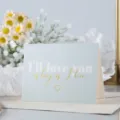 Tarjeta de felicitación azul claro con texto dorado I'll love you as long as I live - Amor de mi vida