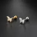 Detailed view of butterfly-shaped cartilage earrings with sparkling CZ inlay and screw backs - Butterfly Style (CC016)