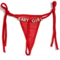 Tanga de rejilla con letras de pedrería rojo lencería sexy mujer tirantes ajustables - Talla única (Estándar sin letras) / Rojo