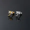 Macro detail of dragonfly stud earrings with sparkling marquise-cut CZ crystals - Dragonfly Style (CC168) / Silver