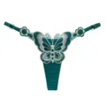 Tanga verde transparente bordado de mariposa mujer correa ajustable sexy ropa interior - Talla Única / Burdeos