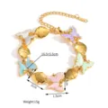 Detailweergave van gekleurde emaille vlinderarmband met afmetingen en gewicht info - Veelkleurige Vlinder Stijl (CXB1356-C)