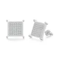 Herren Hip-Hop quadratische Ohrstecker mit Zirkonia-Mikropavé und Schraubverschluss - Quadratisch (OHE112-1) / Silber