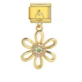 Colgante de flor dorada con piedras brillantes y cristales para pulseras modulares - Colgante Estilo Floral (ICG330-1)