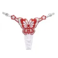 Sexy tanga de mujer con bordado de mariposa y tirantes ajustables para mayor comodidad. - Talla Única / Blanco