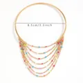 Dettaglio del bracciale da braccio dorato boho con catene a nappa e perline, 8,5 cm diametro. - Oro Stile B
