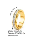 Detaillierte Angabe des 6mm goldenen rotierenden Edelstahlrings mit Zirkonias - Größe 6 / Stressabbau-Stil (JWR2123) / Gold