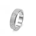 Eleganter silberner drehbarer Antistress-Ring mit vertikalen Streifen und Zirkonia - Größe 6 / Silberton