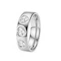 Eleganter Edelstahlring mit herzförmigen Kristalleinlagen in polierter Silberoptik - Größe 6 / Herz Stil (CXWLR2145) / Stahlfarben