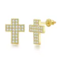 Goldene vereiste Kreuz-Ohrstecker mit Zirkon-Mikropavé und sicherem Schraubverschluss. - Kreuz (OHE103-1) / Gold