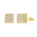 Luxury hip hop gold plated square stud earrings for men with micro pavé zircon stones - Square (OHE109-2) / Gold