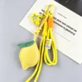 Simpatico ciondolo per borsa a limone in pelle PU con cordino e chiusura a stella donna. - Giallo con campanello