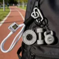 Fitness keychain backpack charm sports pendant gym bag accessory rubber weight plate style - Gray