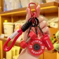 Portachiavi fitness per borsa con design a manubrio e shaker per gli amanti dello sport. - 16cm / 55g / Rosso