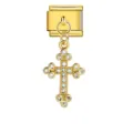 Vintage style gold-toned cross pendant charm for modular Italian link bracelets. - Vintage Cross Pendant (ICG332-1)