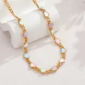 Bunte Emaille-Herz-Halskette aus 18 Karat vergoldetem Edelstahl, süßes Design für Damen - Mehrfarbige Herzhalskette (CXS168-N-cai) / Gold