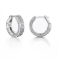 Silver pave cubic zirconia hoop earrings with classic screw motif for men hip hop style - Silver Screw Pattern