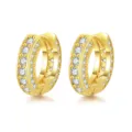 Gold Plated Pave Zircon Hip Hop Huggie Hoop Earrings for Men Stylish Geometric Jewelry - Gold Multi-Row Pave