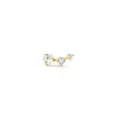 Gold-toned curved cartilage stud featuring three sparkling clear zircons in prong settings - Three-Stone Curved Design (S-CC112-2) / Gold