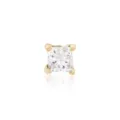 Elegant square-cut cubic zirconia stud earring with a 14K gold plated minimalist setting - Square Main Stone Design (S-CC147-2) / Gold