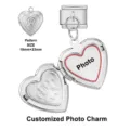 Roestvrijstalen hart medaillon foto charm, gepersonaliseerde DIY Italiaanse modulaire sieraden. - Pootafdruk Kant Hart Stijl(DZ-ICG944-5) / 19x23mm