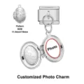 Gepersonaliseerde roestvrijstalen medaillon bedel voor armband. DIY foto herinnering sieraden cadeau. - Bloemige Ovale Stijl(DZ-ICG944-7)
