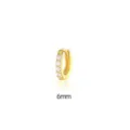 Pendiente de aro huggie de 6mm bañado en oro con circonitas blancas - Aro de Circonia Único (KCE202) / 6mm / Dorado