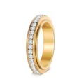 Eleganter goldfarbener, drehbarer Dekompressionsring mit schimmernden Diamantakzenten - Größe 6 / Pave-Strass Drehbarer Stressabbau-Stil (WLR2014) / Gold