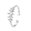 Verstellbarer Ring aus silbernem Edelstahl mit fünf klaren Zirkonia im Marquise-Schliff für Damen. - Fünf Marquise-Steine (WLR2143) Silber