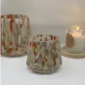 Bougeoir en verre craquele fait main et vase colore pour une belle decoration d'interieur. - Chandeliers en émail