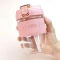 Portatile tazza da caffè in vetro rosa con paglia e bottiglia d'acqua da viaggio. - 301-400ml / Rosa Ciliegia