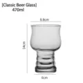 Vaso de cerveza clásico de 470 ml con forma de tulipán y dimensiones detalladas marcadas - 401-500ml / Transparente