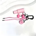 Mini ensemble de porte-clés de fitness rose avec gourde, haltère et kettlebell tendance. - Rose