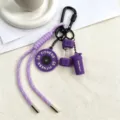 Portachiavi viola ciondolo borsa fitness, mini bilanciere piastra manubrio shaker accessori. - Viola