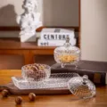 Detailansicht des Kristallglas-Bonbonbonglas-Sets, elegantes europäisches Wohnaccessoire. - S / Dreiteiliges Set