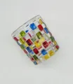 Handbemalter bunter Glas-Whiskybecher mit einzigartigem Mosaik-Block-Design, stilvoll. - 201-300ml / Erstellt von