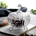 Kristallglas Bonboniere mit Deckel europäischer Stil transparente geflochtene Schale mit Fuß - S / Transparent