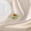 Eleganter Vintage Ring mit hellgrünem Emaille Goldüberzug und kleinen Zirkoniasteinen - Hellgrüner Emaille-Strass-Stil (CXR00698-31)