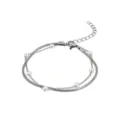 Mehrreihiges Perlenarmband aus silbernem Edelstahl mit Schlangen- und Gliederkette - Stil A Perlenkette (CXA035-A) / Fußkettchen
