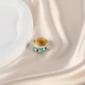 Vintage vergoldeter offener Ring mit hellblauem Emaille-Blick-Muster - Himmelblauer Böser-Blick-Stil (CXR00698-27)