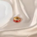 Minimalistischer goldvergoldeter roter Emaille-Ring mit Kristallsteinen - Roter Emaille-Strass-Stil (CXR00698-34)
