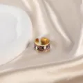 Vintage vergoldeter verstellbarer Ring mit lila Emaille und Bösem Auge Motiv. - Violetter Emaille-Böser-Blick-Stil (CXR00698-36)
