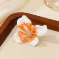 Eleganter 3D-Blumen-Brosche mit orange-weißem Farbverlauf und funkelnden Strasssteinen - Orange-Weiß Farbverlauf Stil (CXXZ026-ju)