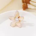 Elegante 3D Emaille-Blumenbrosche mit Farbverlauf und glitzerndem Stein-Accessoire. - Rosa-Weiß 5-Blütenblatt Stil (CXXZ027-fen)