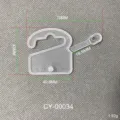 Technical drawing of a plastic packaging hook with dimensions 70x43mm and weight 1.92g - Packaging Hook Style (CY00034)