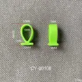 Macro-opname van groene siliconen handvathaakjes met gedetailleerde afmetingen - CY00108 silicone