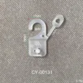 Technische Details mit Abmessungen der klaren Kunststoff-Druckknopfhaken für Displays - Stil CY00131 / 500g-1000g Packung / Weiß/Schwarz/Transluzent